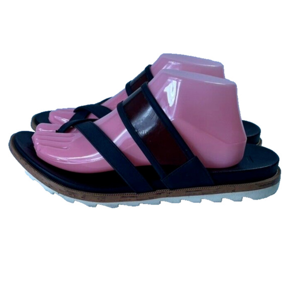 London Fog Sandals Womens Black Stelanie Flip Flop Thong Strappy Slide - Picture 1 of 15